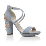 Arabella Block Heel Blossom Blue Wedding Shoes