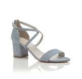 Arabella Block Heel Blue Bridal Shoes