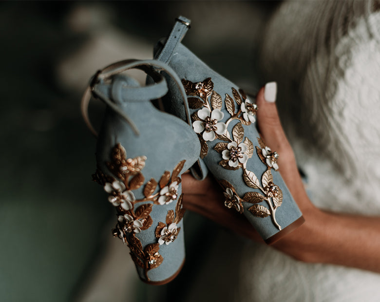 Danielle wears Arabella Block Blue Blossom