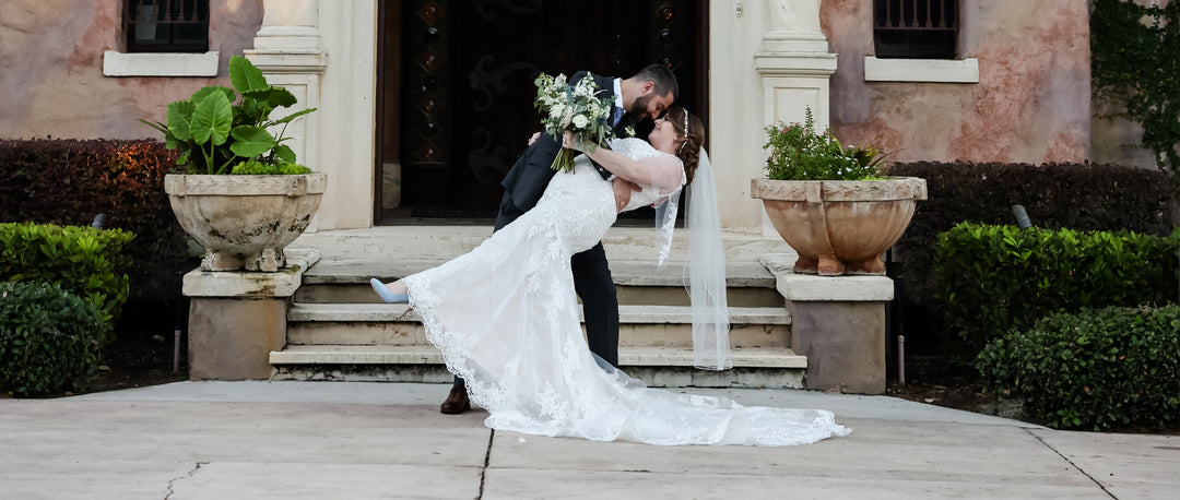 Claire wears Amy Blue Blossom Rose Gold