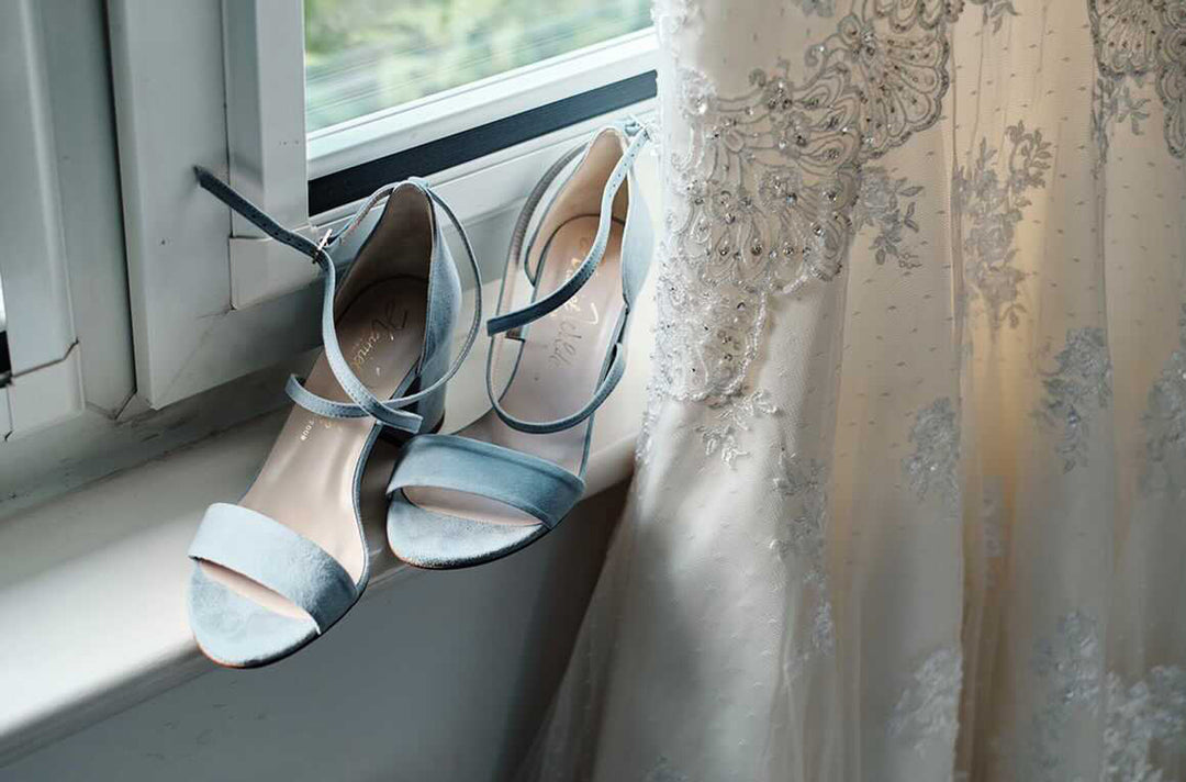 Georgina wears Arabella Block Mid Blue