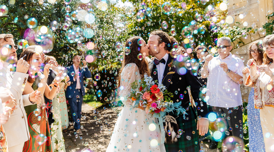 Charlotte wears Hetty Mid Blue Organza