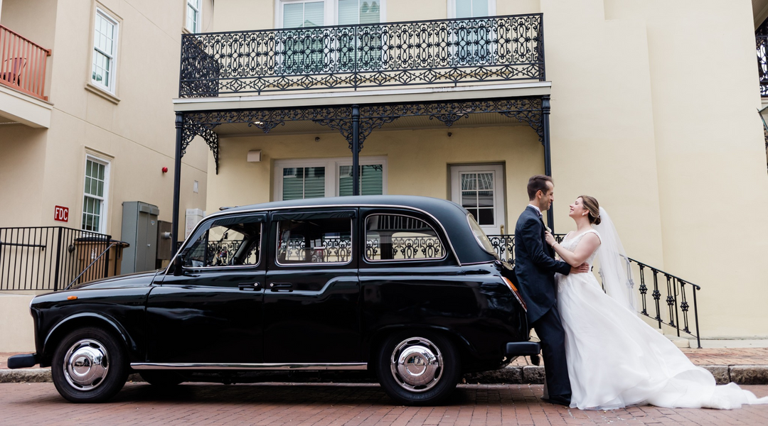 Ellie wears Arabella Block Blue with Gold Blossom