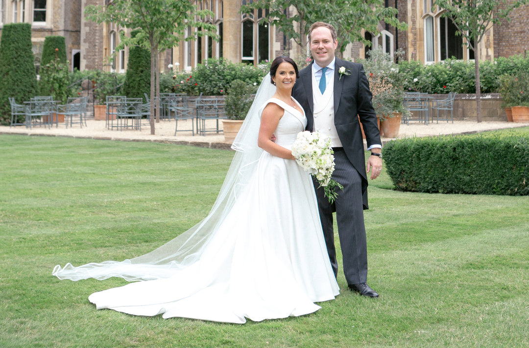 Katie wears Arabella Block Mid Ivory