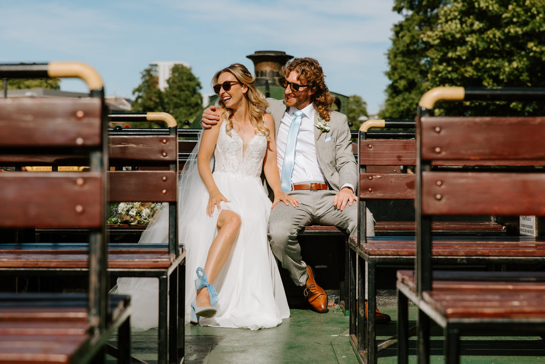 Kelly & John with Hetty Blue Organza