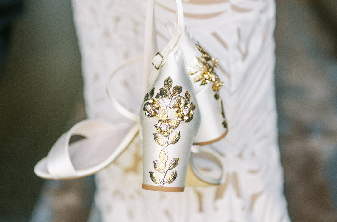 Kelsi wears Arabella Block Mid Ivory with custom Gold Cherry