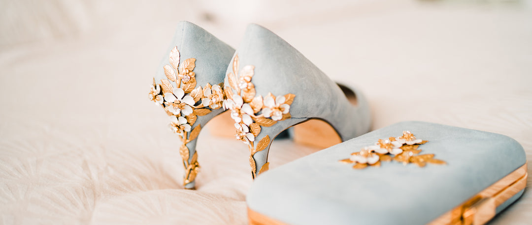 Lora wears Amy Mid Blue Blossom