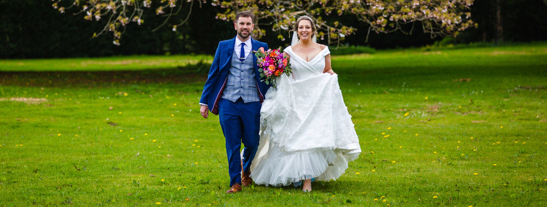 Louise wears Hetty Blue Blossom Rose Gold