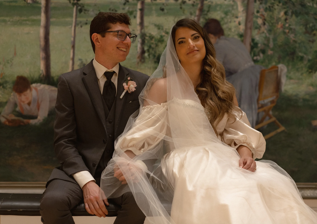 Nicole wears Hetty Mid Blue Organza