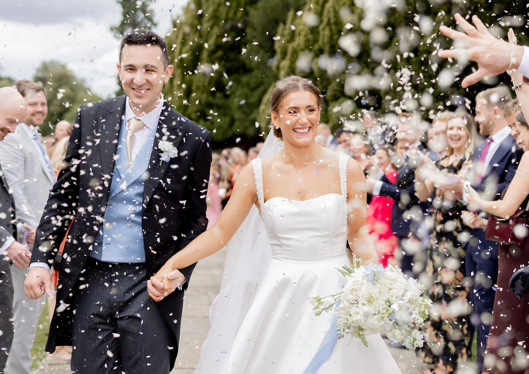 Anna Wears Hetty Blue with Blossom Small Gold