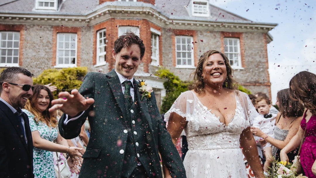 Lauren wears Hetty Mid Forest Green with Blossom Silver