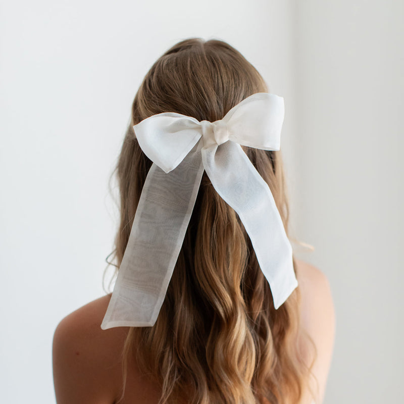Belle Hair Bow Organza Ivory