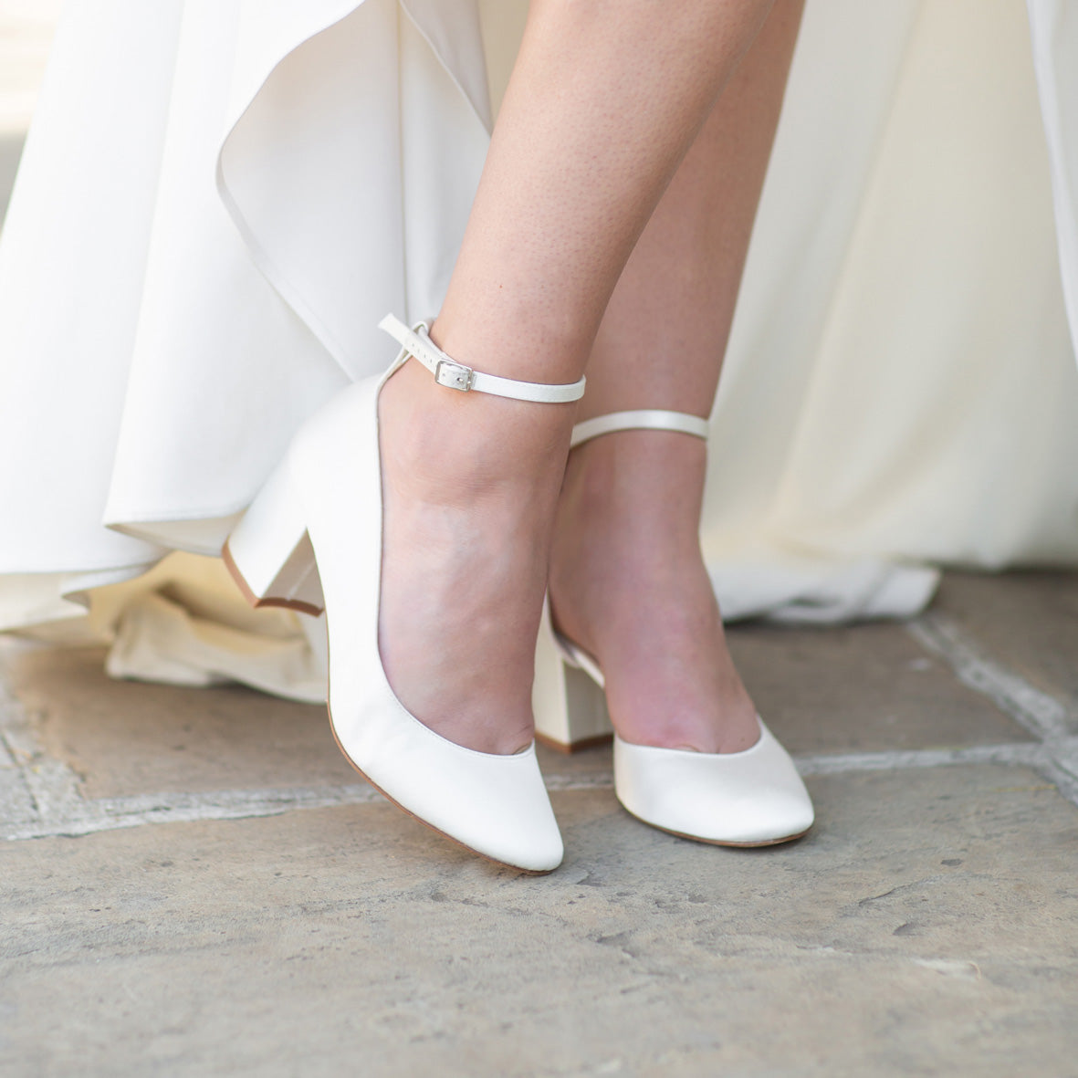 Mid Block Heel Wedding Shoes - Medium Block Heel Bridal Shoes