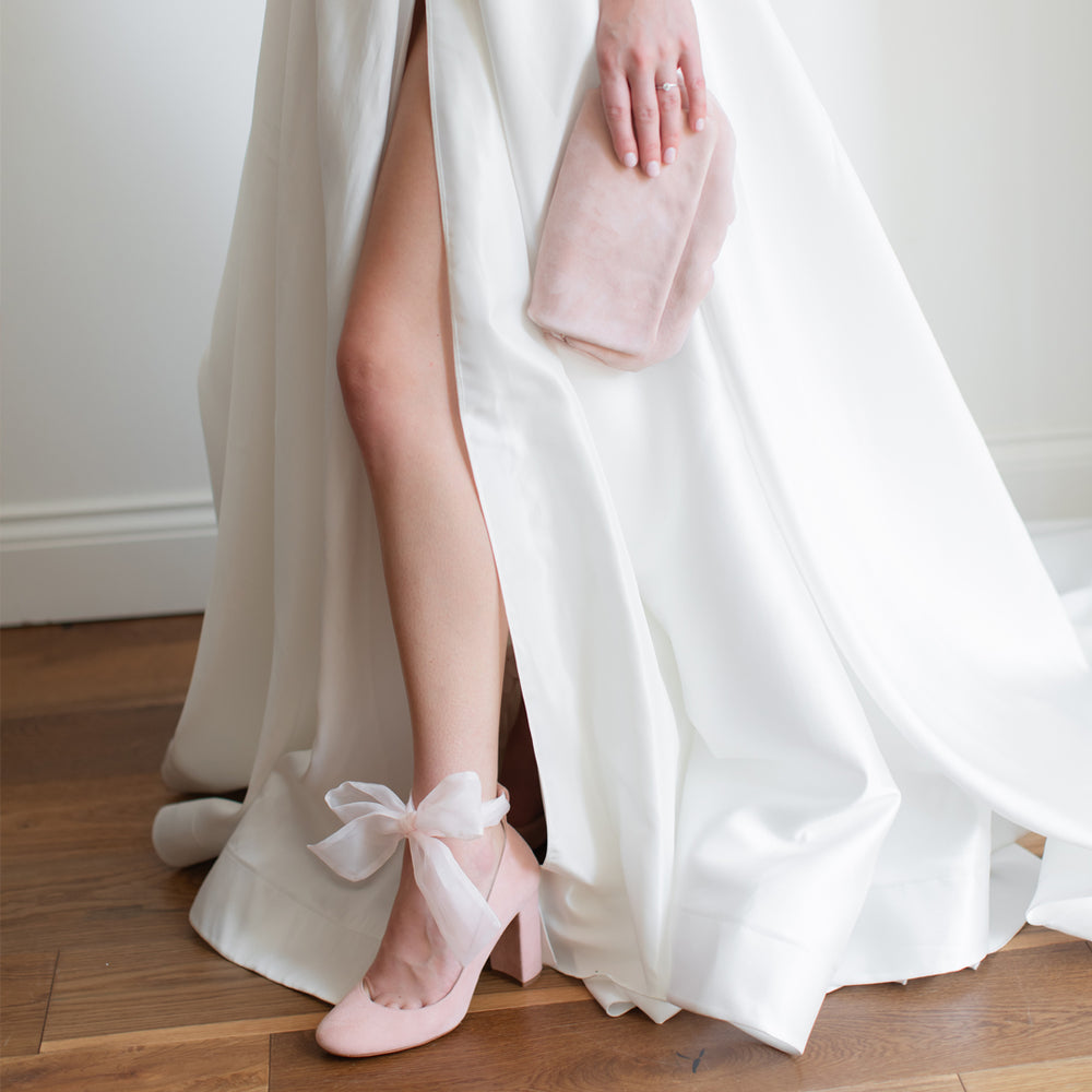 Hetty Rose Water Luxury Wedding Shoes Pink Blush High Block Heel