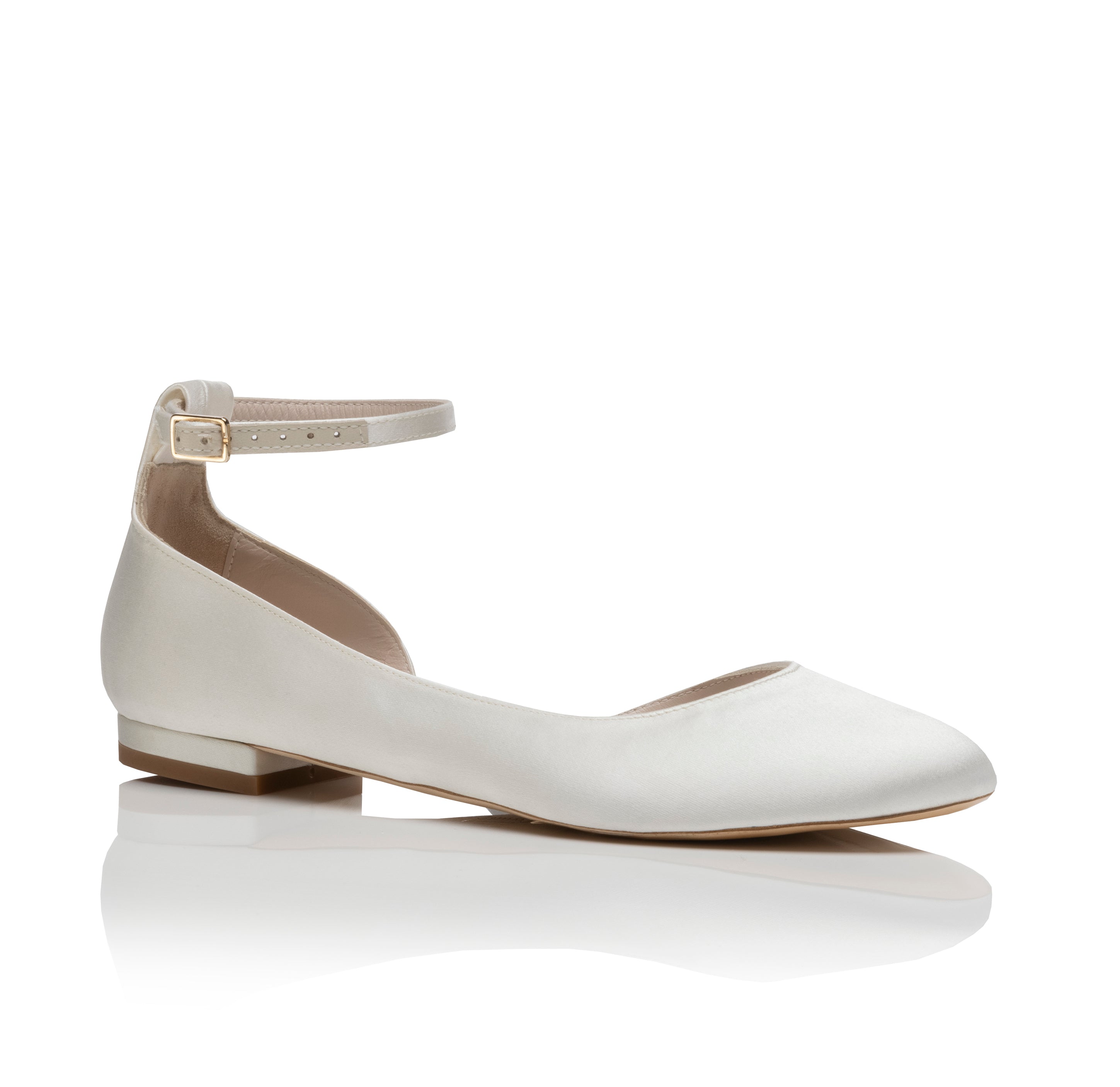 Flat Heel Wedding Shoes - Hetty Flat Ivory Silk Satin Low Heel Bridal ...