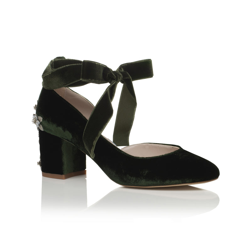 Hetty Mid Forest Green Blossom Silver