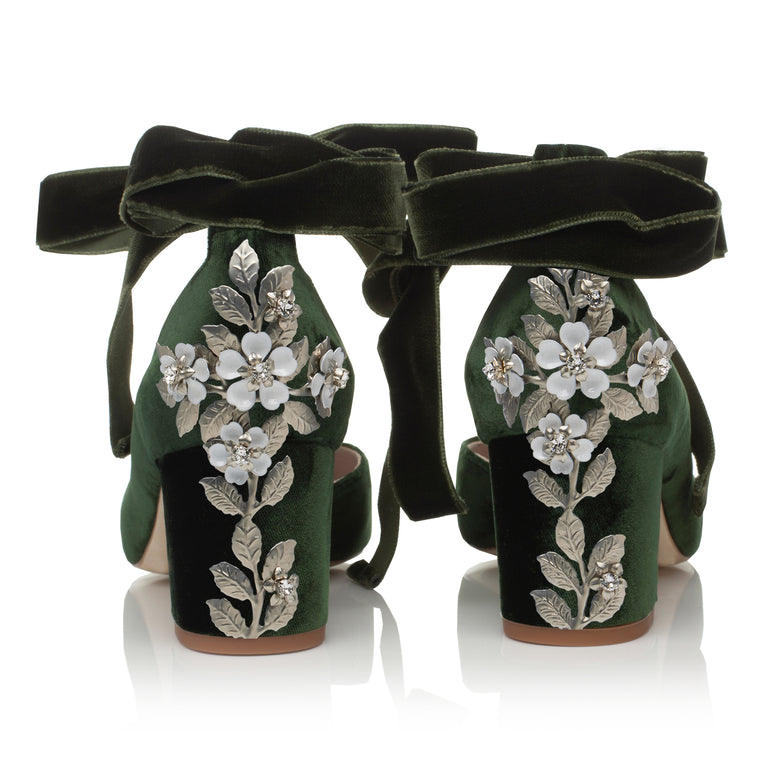 Hetty Mid Forest Green Blossom Silver