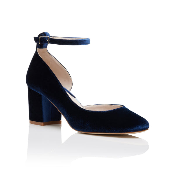 HOT Bridal Shoes Navy Blue Block Heel Shoes Block Heel