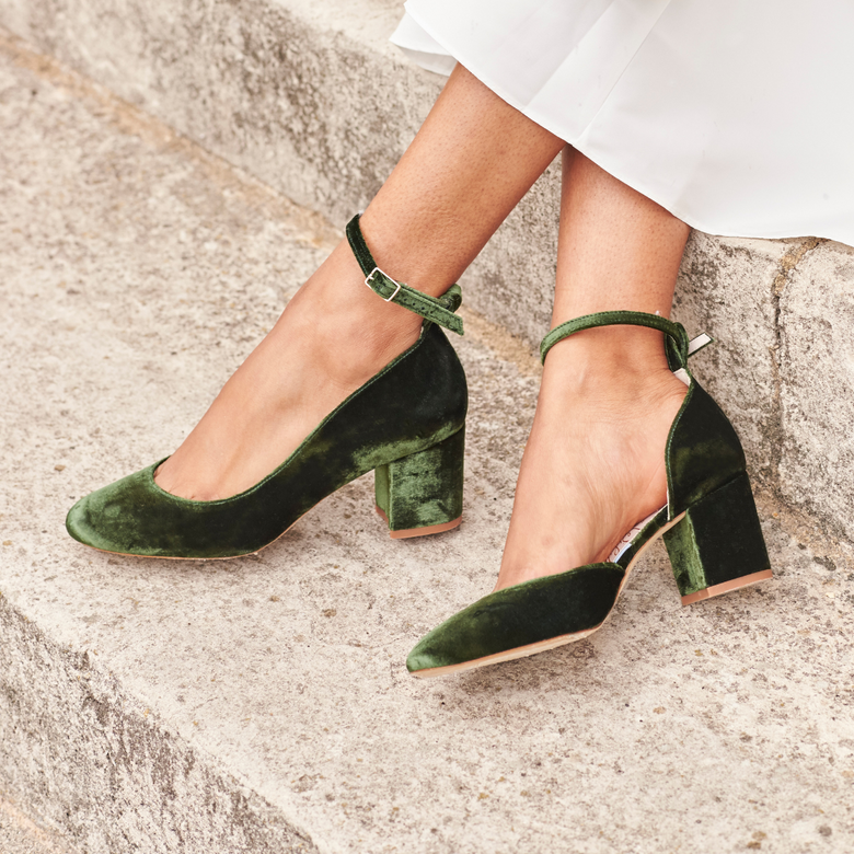 Hetty Mid Forest Green Wide with Straps