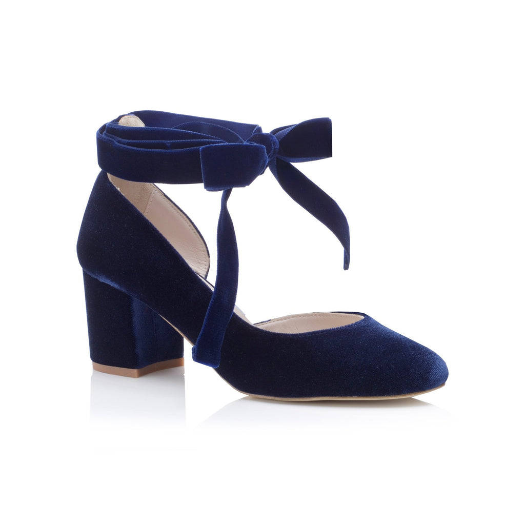 Block heel blue wedding shoes Clearance