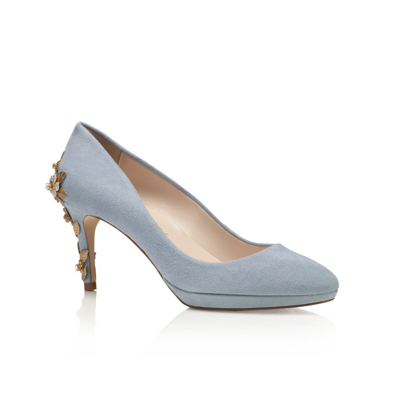 Amy Mid Blue Blossom Bridal Shoes