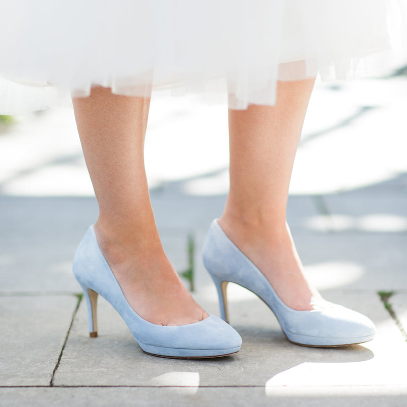 Mid heel blue shoes Clearance