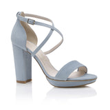 Arabella block heel blue wedding shoes