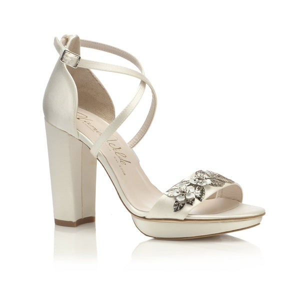Block Blossom Ivory Wedding Shoes